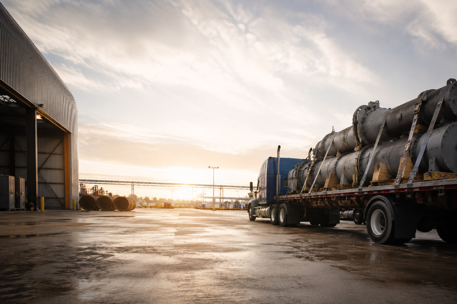 A truck loaded with industrial goods ready for delivery
