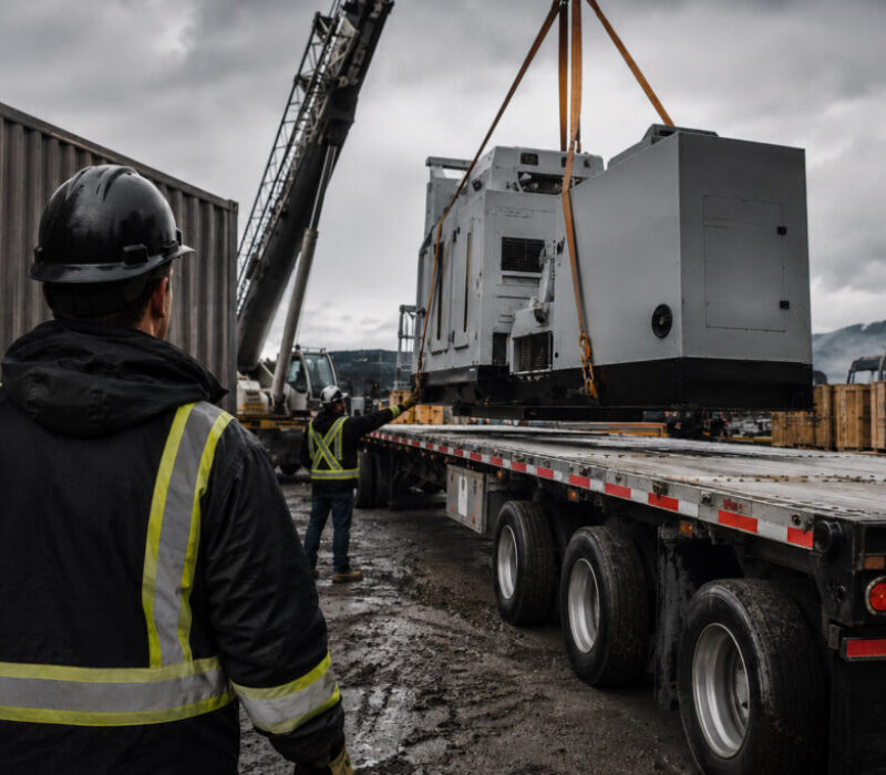 A truck being loaded and prepped for delivery