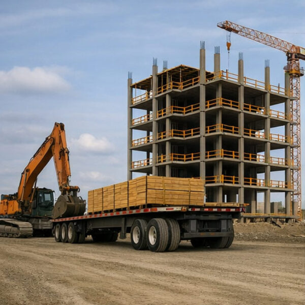 Trailer loaded with construction materials