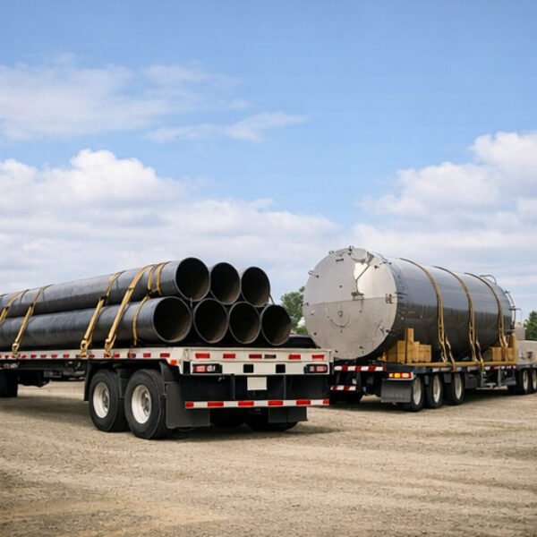 Flat bed loaded and ready for delivery